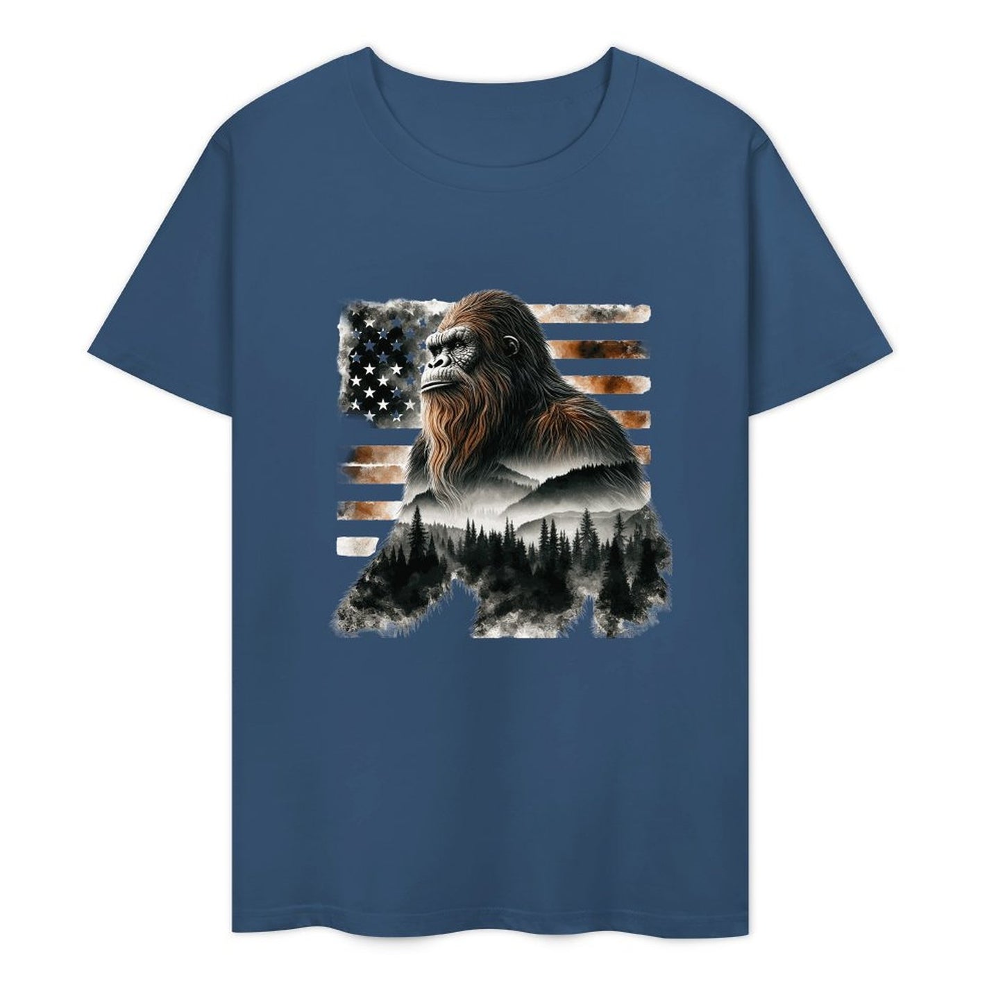 Bigfoot - Sasquatch Scenery Cotton Unisex Long Sleeve T-shirt