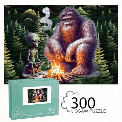 Sasquatch and Alien 300pcs Horizontal Wooden Jigsaw Puzzles