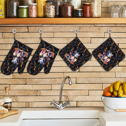 Baby Dragon, 4 Piece Oven Mitts / Pot Holder Sets