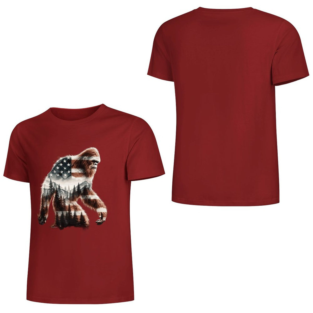 Bigfoot - Sasquatch Flag Scenery Cotton Unisex Long Sleeve T-shirt