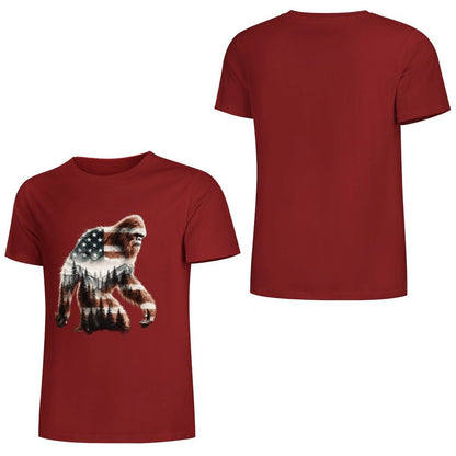 Bigfoot - Sasquatch Flag Scenery Cotton Unisex Long Sleeve T-shirt