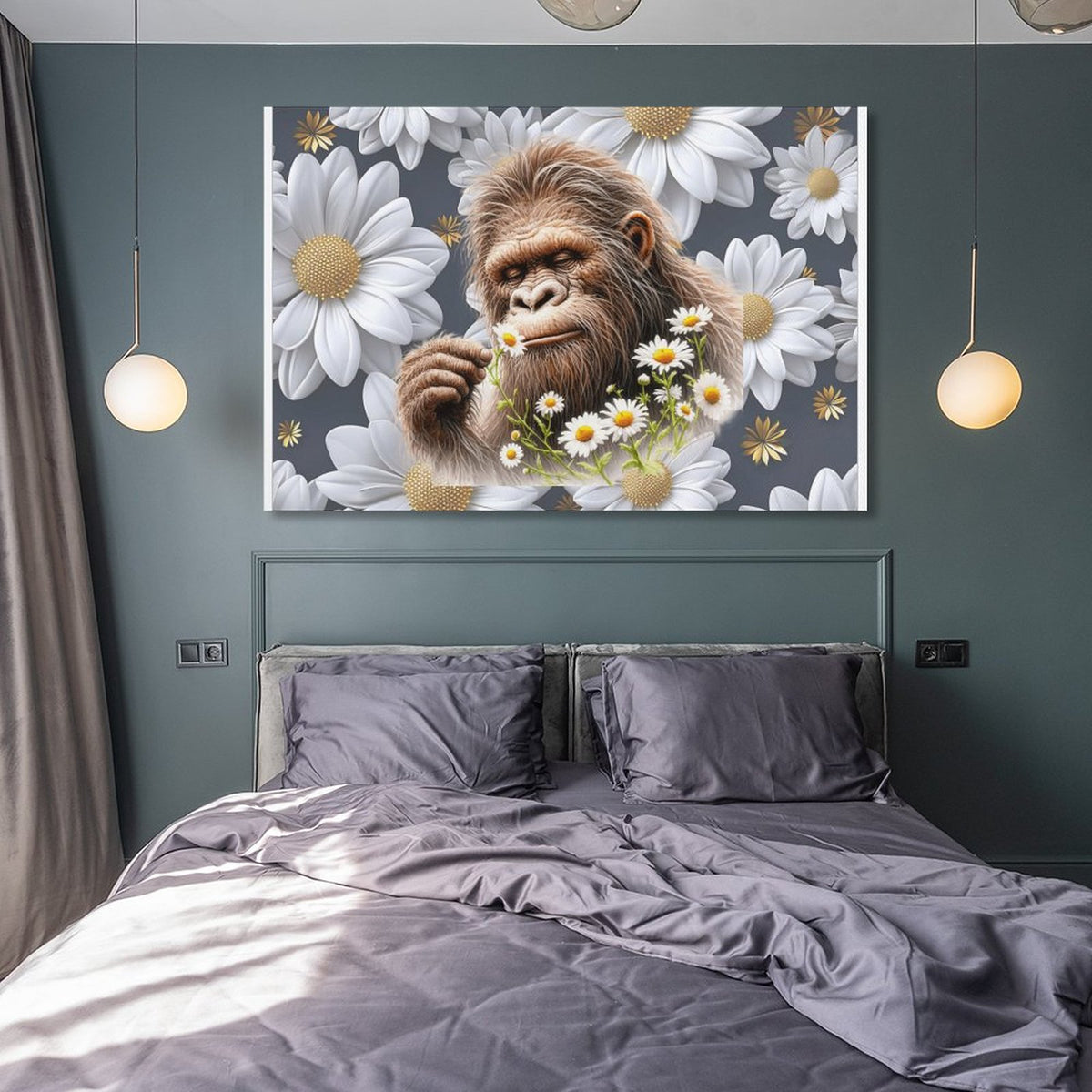 Sasquatch "Smell the Flowers" Hanging Poster (Horizontal 3:2)-12x18 inch/ 8x12 inch