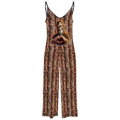 Bigfoot / Sasquatch Heart Hands, Casual Jumpsuits for Women