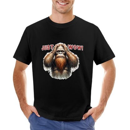 Sasquatch / Bigfoot "just Wow", Cotton Short Sleeve T-shirt