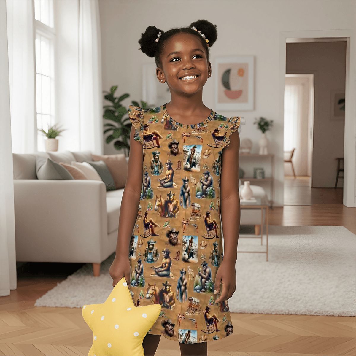 20 Bigfoot Sasquatch Designs, Girl's Flutter Sleeve Nightgown
