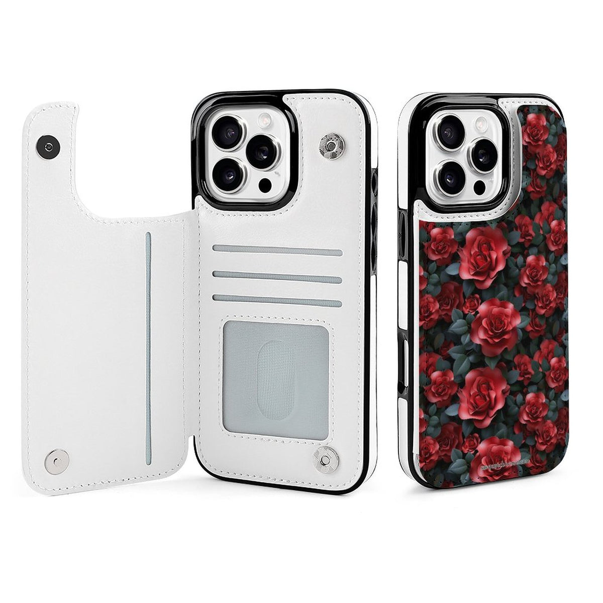10 Beautiful Flower Designs, iPhone 16 Faux Leather Wallet Case