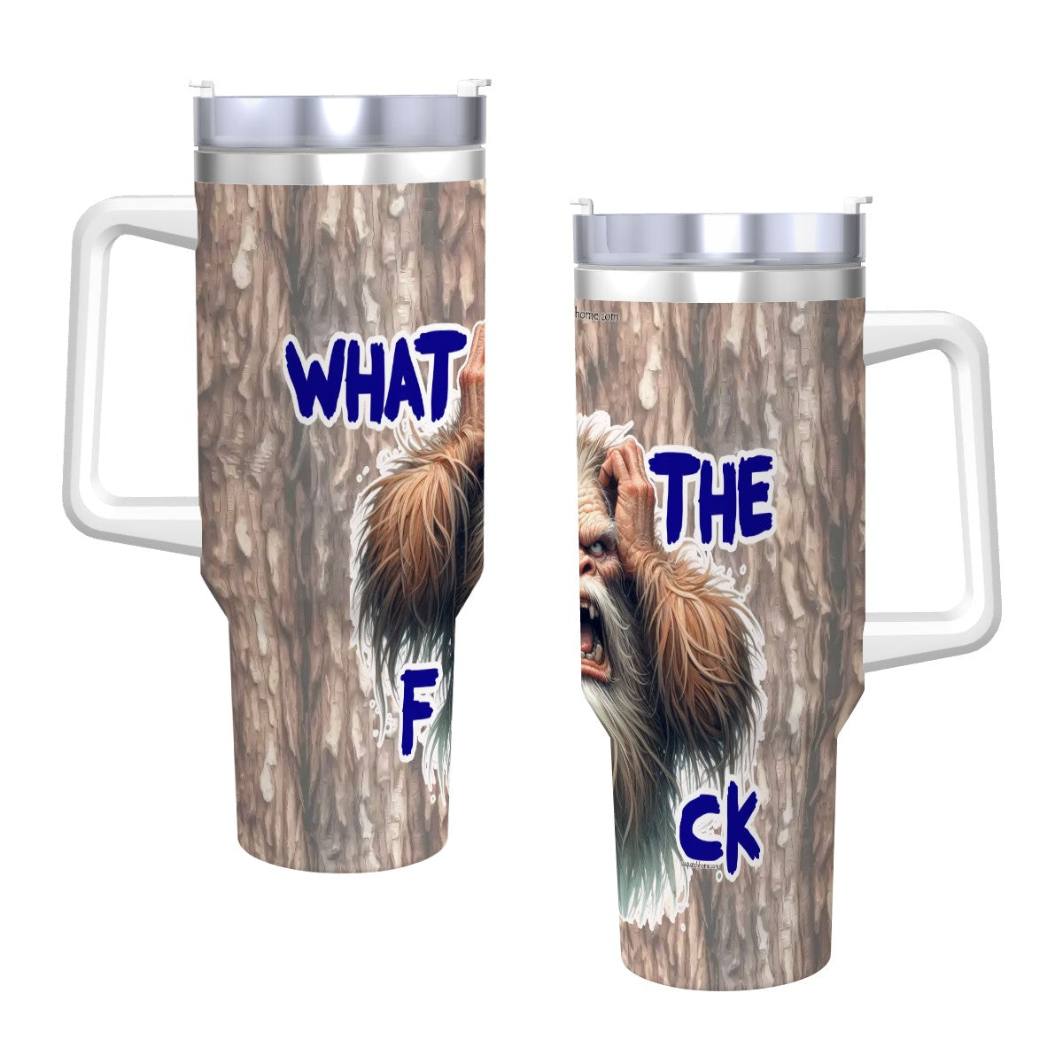 “Sarcastic Sasquatch” Series, “WTF”, 40 oz Travel Coffee Mug with a Straw