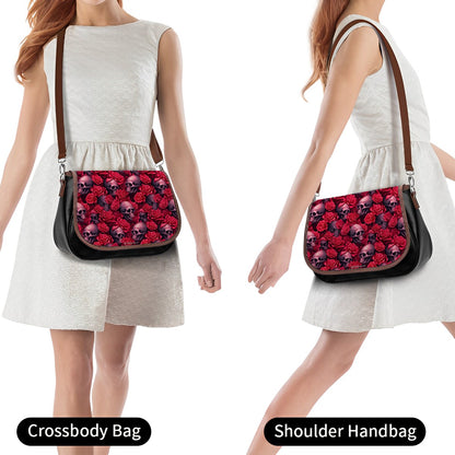 Skulls & Roses, Leather Shoulder Bag / Purse