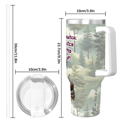 Sarcastic Sasquatch 40 oz Stainless Steel Travel Coffee Mug with a Straw, Bigfoot