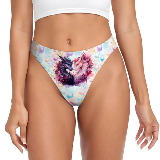 Women’s Polyester Thong, Panties, Underwear - Dragon Love