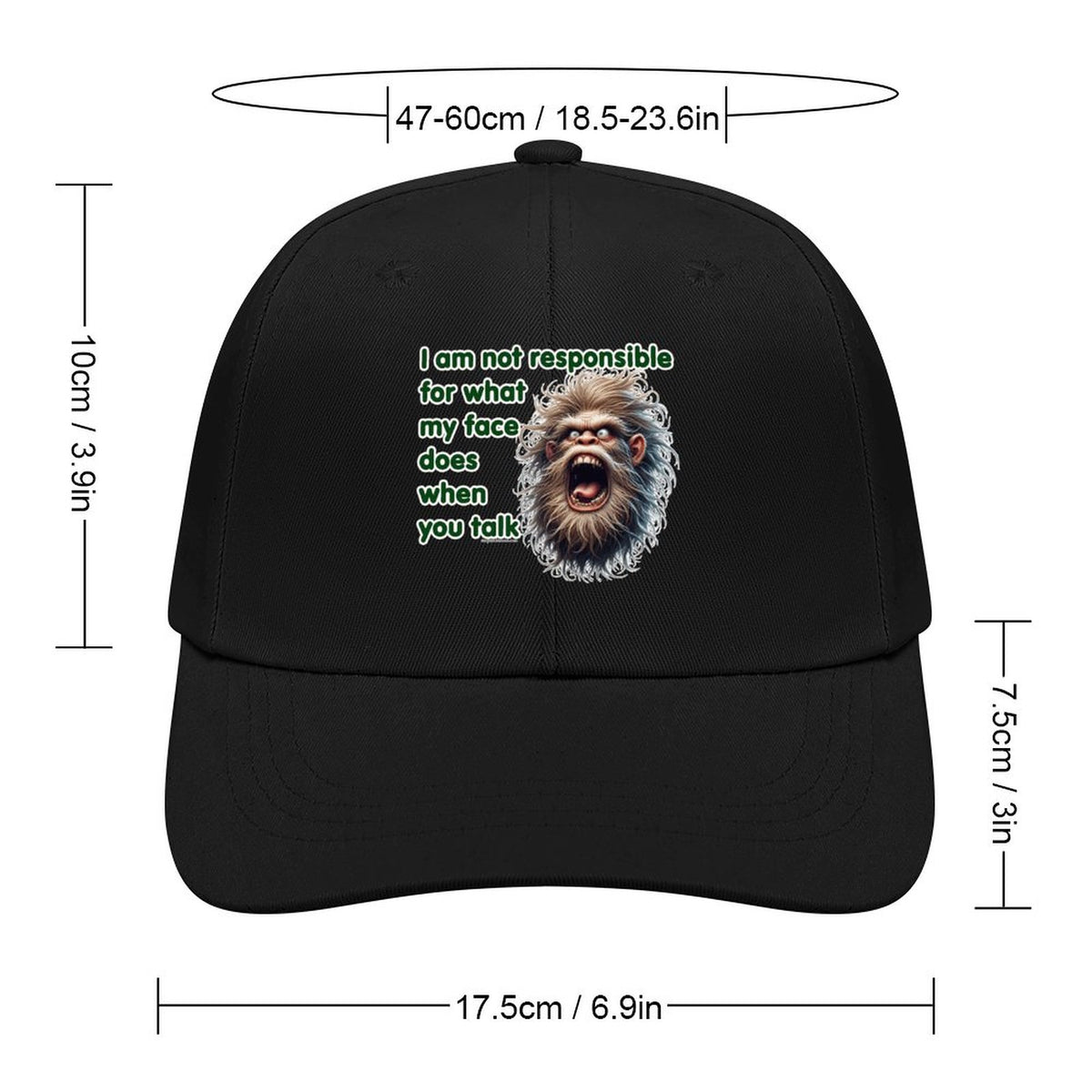 Bigfoot, Sasquatch “I am not responsible..", Baseball Cap – 8 Colors