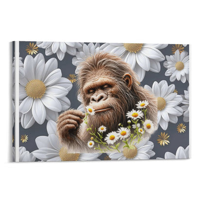 Sasquatch "Smell the Flowers" Hanging Poster (Horizontal 3:2)-12x18 inch/ 8x12 inch