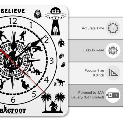 Bigfoot Sasquatch Square Wall Clock- Made in USA