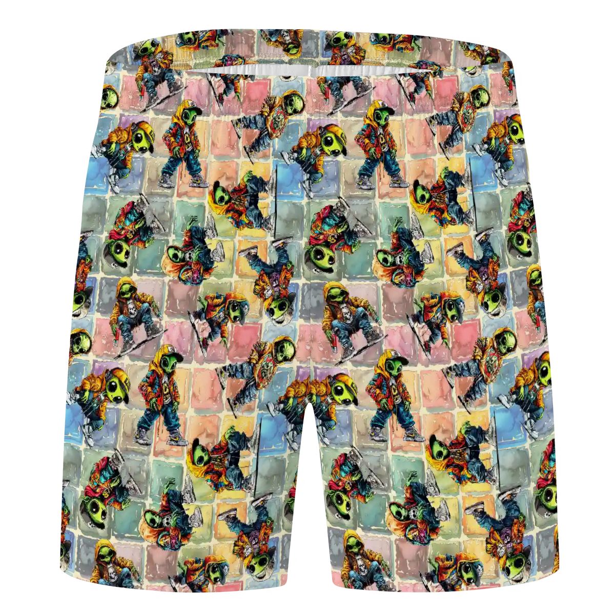 6 Alien Designs, Men’s Polyester, pocketed, pajama Shorts