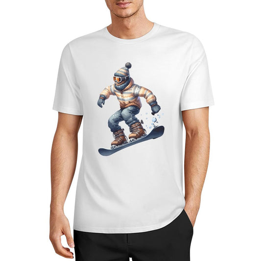 Bigfoot - Sasquatch Snowboarding Short Sleeve Cotton T-Shirt