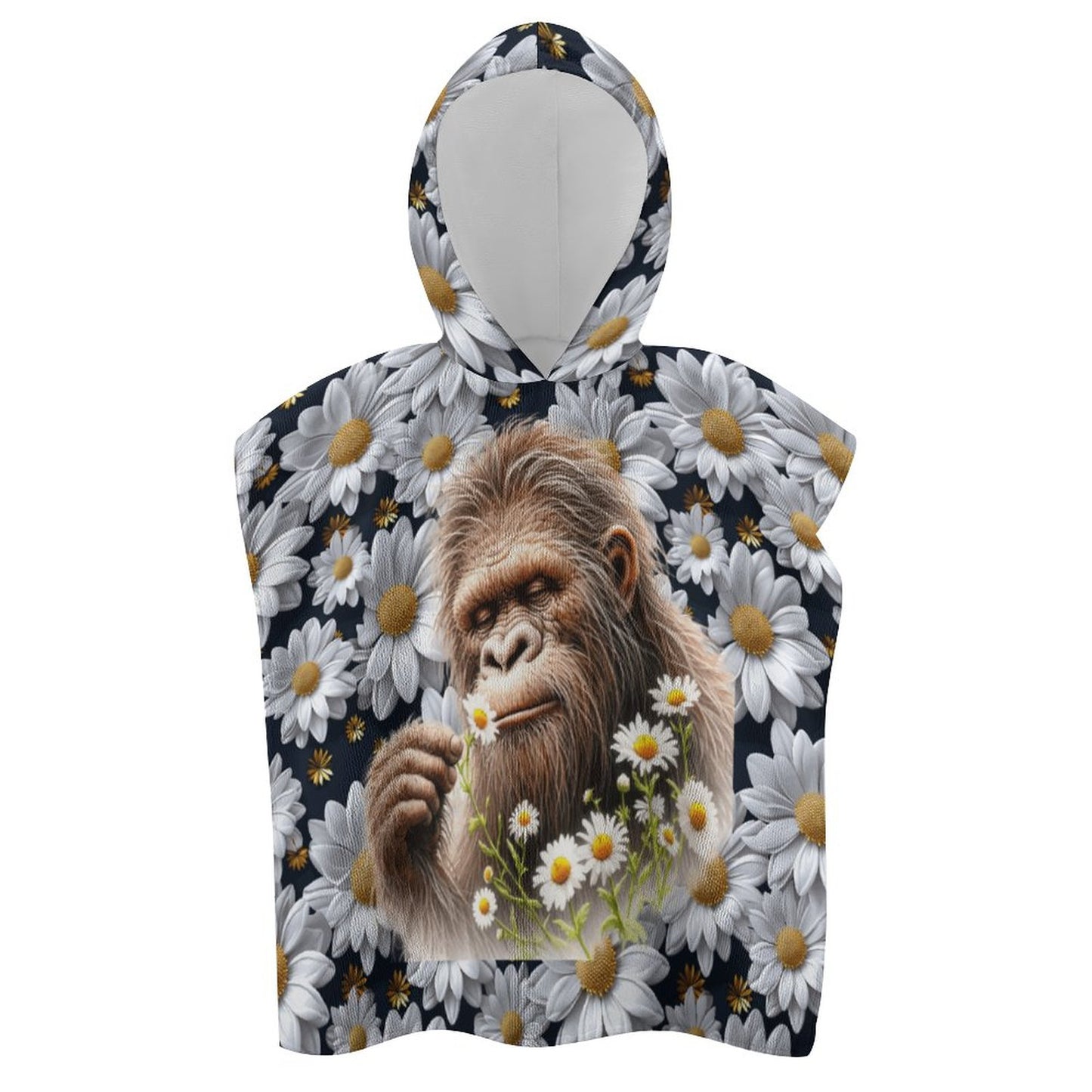 Bigfoot, Sasquatch, Daisies, Hooded Terry Cloth Pullover Towel for Kids, Children