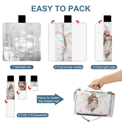 Foldable Zipper Picnic Mat- Blanket 58”x58” w/ Carry Straps