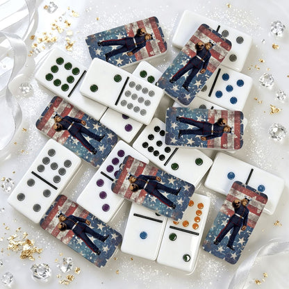 Navy Sasquatch Point Double 12 Mexican Train Dominoes Set