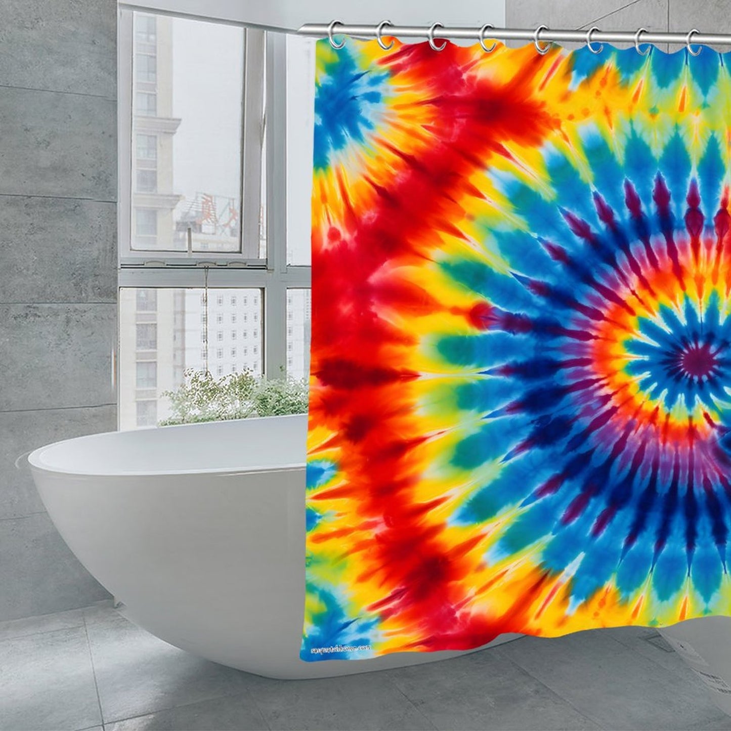 19 Tie Dye Designs, Waterproof Polyester Shower Curtain – Made in the USA – 70.8x70.8”