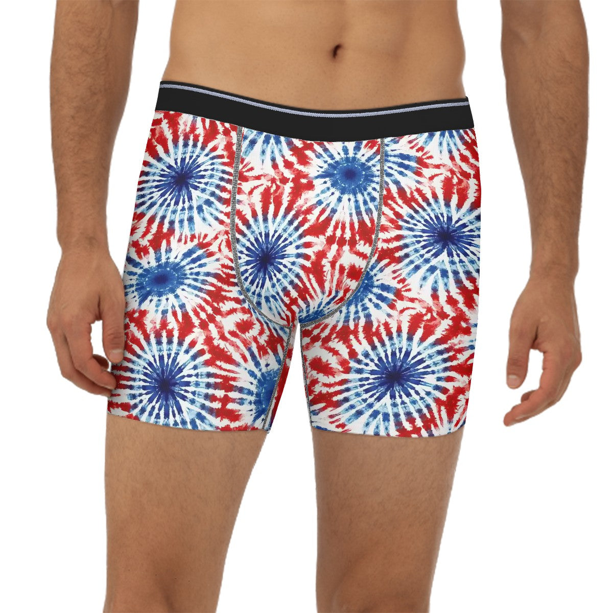 Tie-Dye Themed Men's Silky Polyester Extended Boxer Briefs Underwear