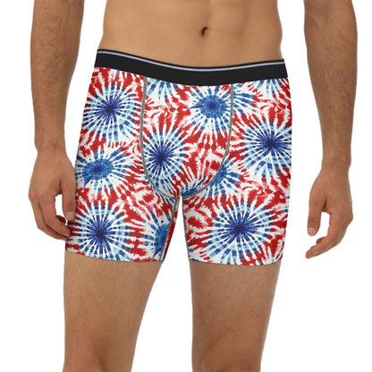 Tie-Dye Themed Men's Silky Polyester Extended Boxer Briefs Underwear