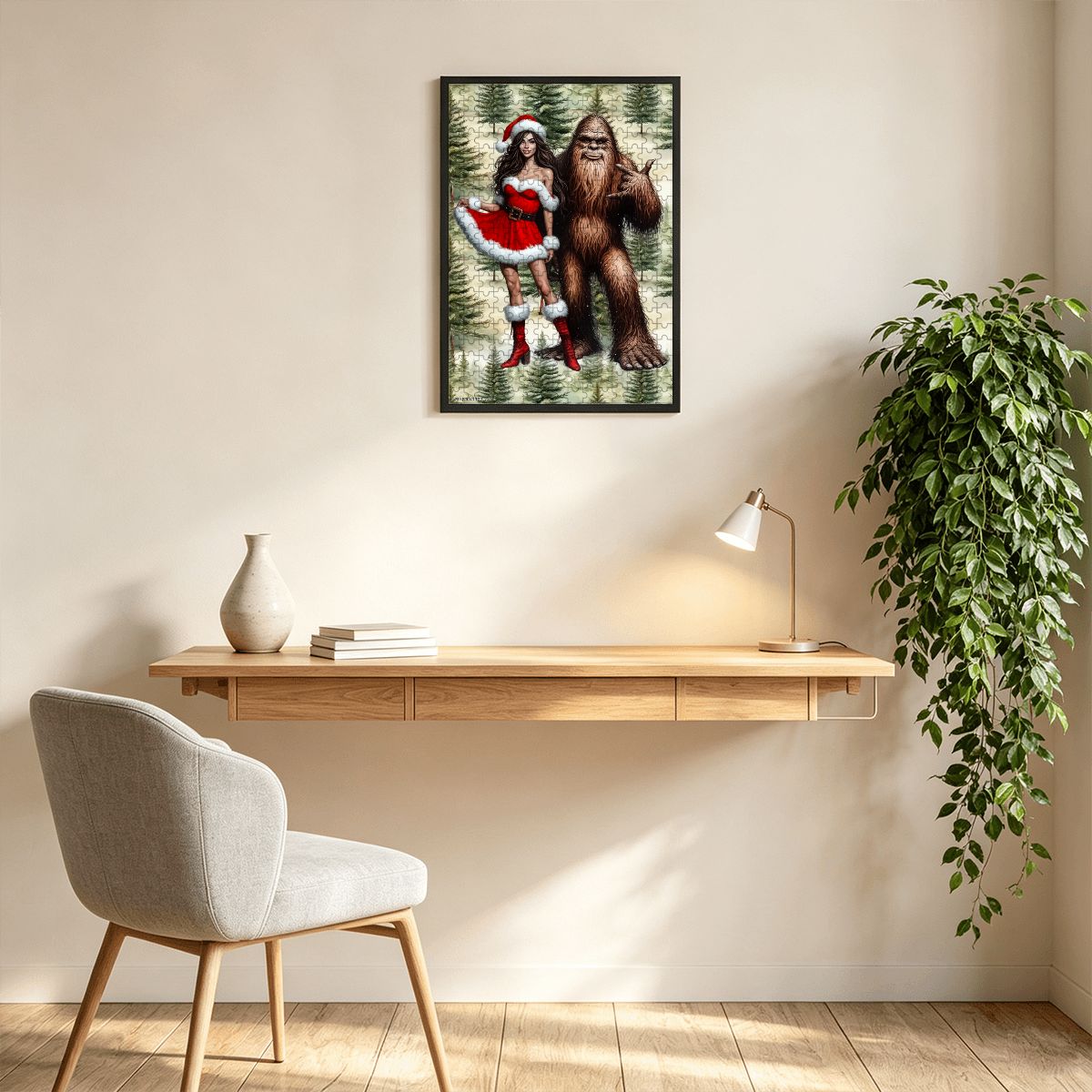 Sasquatch Christmas Playgirl 300pcs Wooden Vertical Jigsaw Puzzle