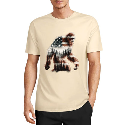 Bigfoot - Sasquatch Flag Scenery Cotton Unisex Long Sleeve T-shirt
