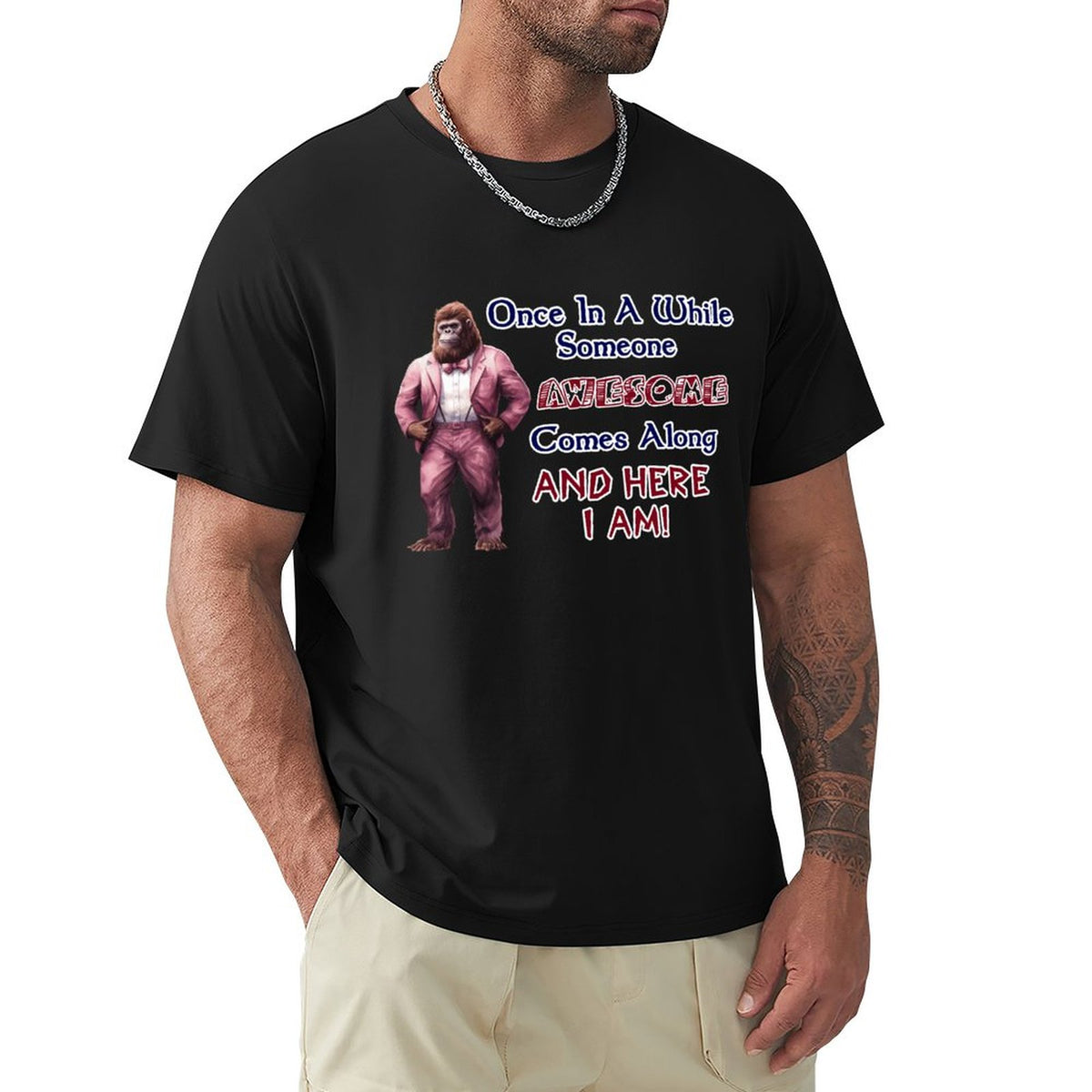 Sasquatch, Bigfoot "Once is a while...", Cotton Short Sleeve T-shirt