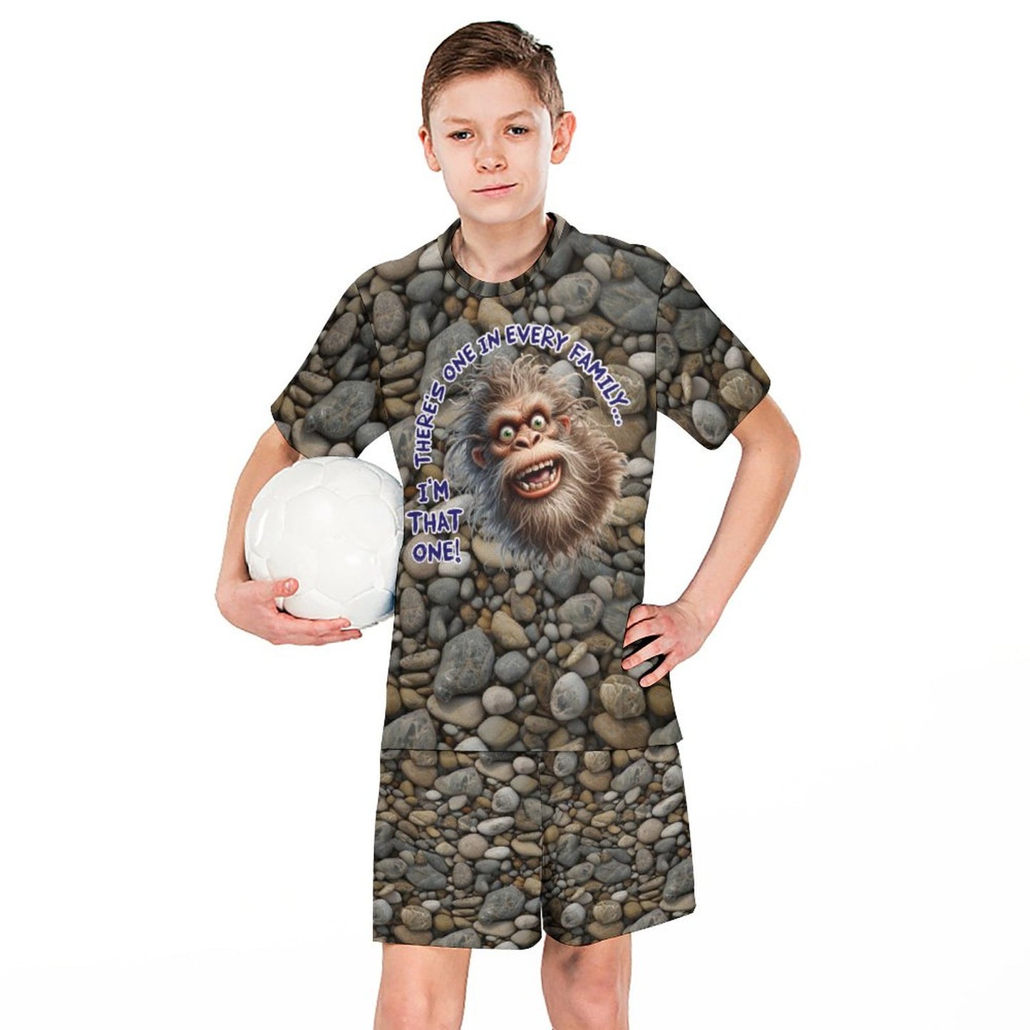 Bigfoot, Sasquatch, "There's one in every family..",  Children's T-shirt & Shorts Set