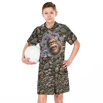 Bigfoot, Sasquatch, "There's one in every family..",  Children's T-shirt & Shorts Set