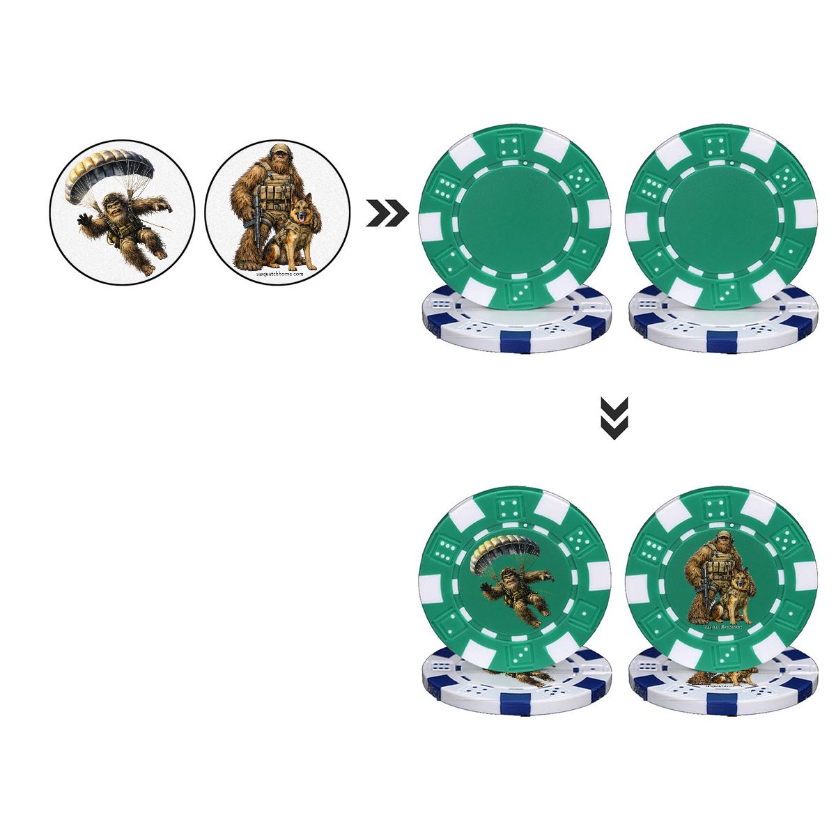 Sasquatch Soldiers 10 Piece Poker Chips Set
