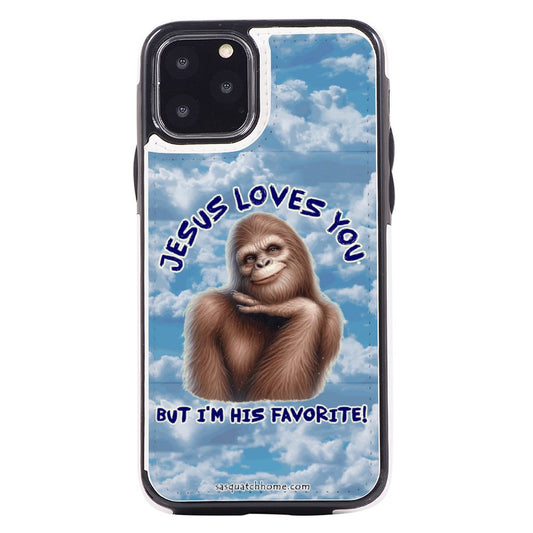 iPhone 11 Pro Bigfoot, Sasquatch Cell Phone Flip Wallet Case  - "Jesus loves you..."