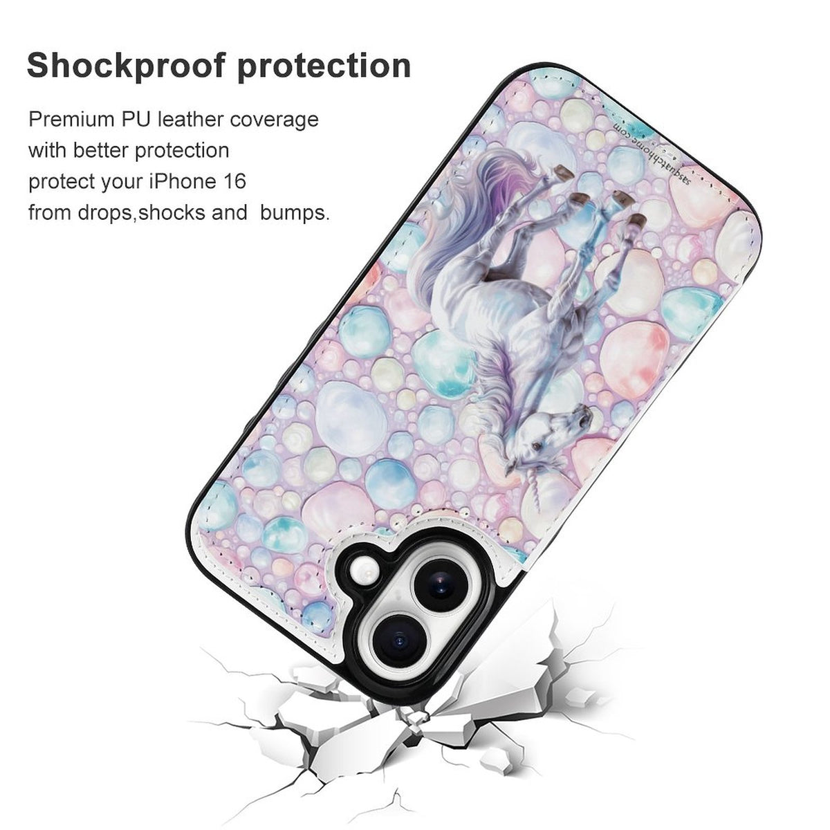 Unicorn, iPhone 16 Faux Leather Wallet Case