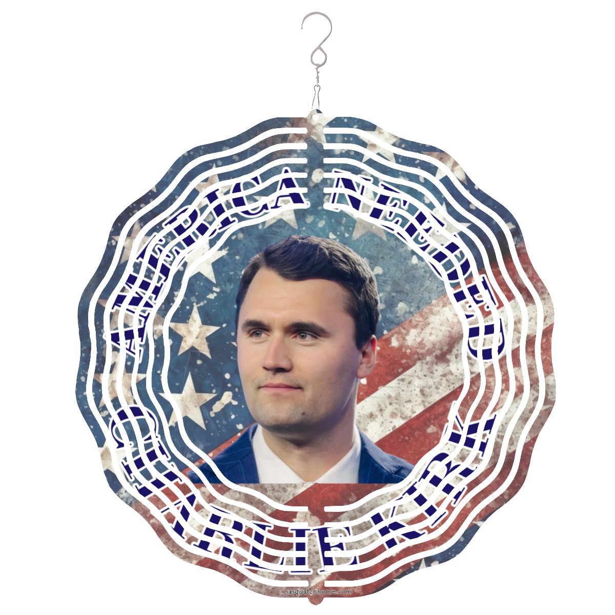 Charlie Kirk, US Made Hanging Metal 3D Wind Spinner, Ornament - MADE IN USA