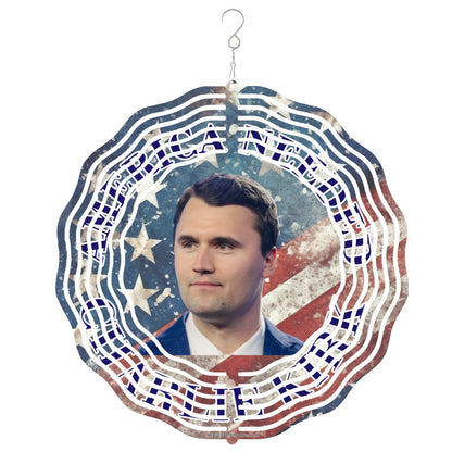 Charlie Kirk, US Made Hanging Metal 3D Wind Spinner, Ornament - MADE IN USA