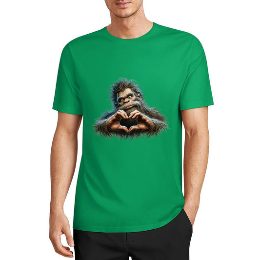 Bigfoot - Sasquatch Heart Hands Short Sleeve Cotton T-Shirt