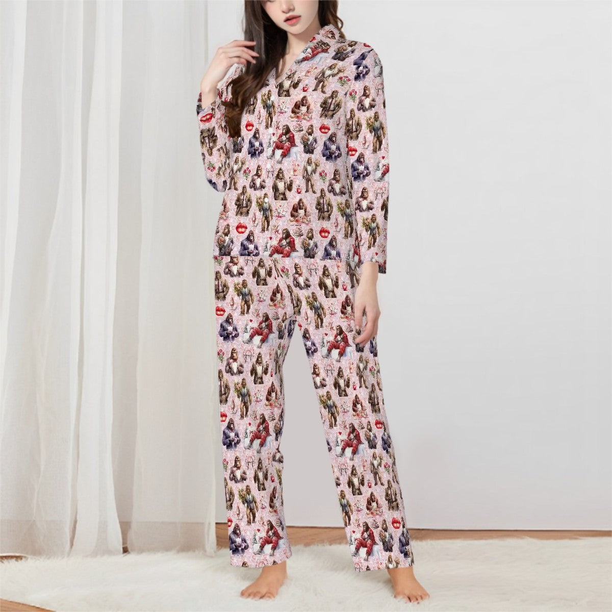 Bigfoot / Sasquatch Themed Women’s Long Sleeved Pajama Set