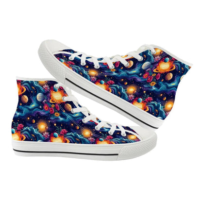 12 Galaxy, Outer Space Designs, Women's High Top Canvas Shoes