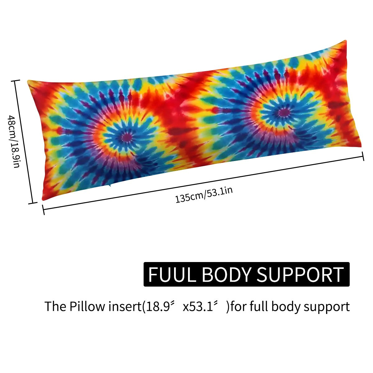 19 Tie Dye Designs, Body Pillow Cover