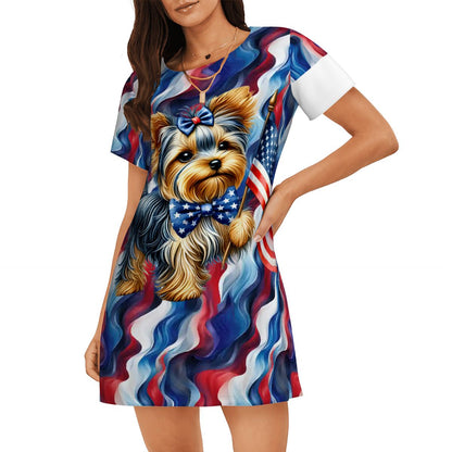 Patriot Puppy, Women’s Loose Fit Short Sleeve Night Gown