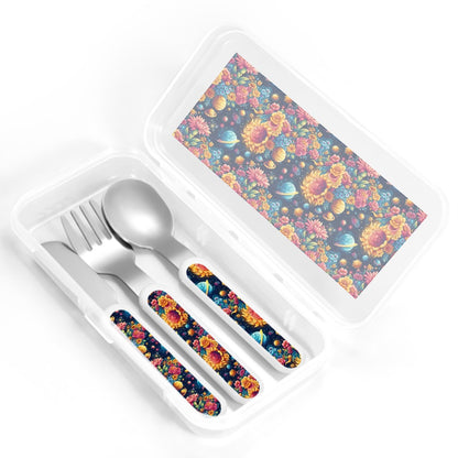 12 Galaxy Space Designs, Kids Cutlery Set Straight Handle