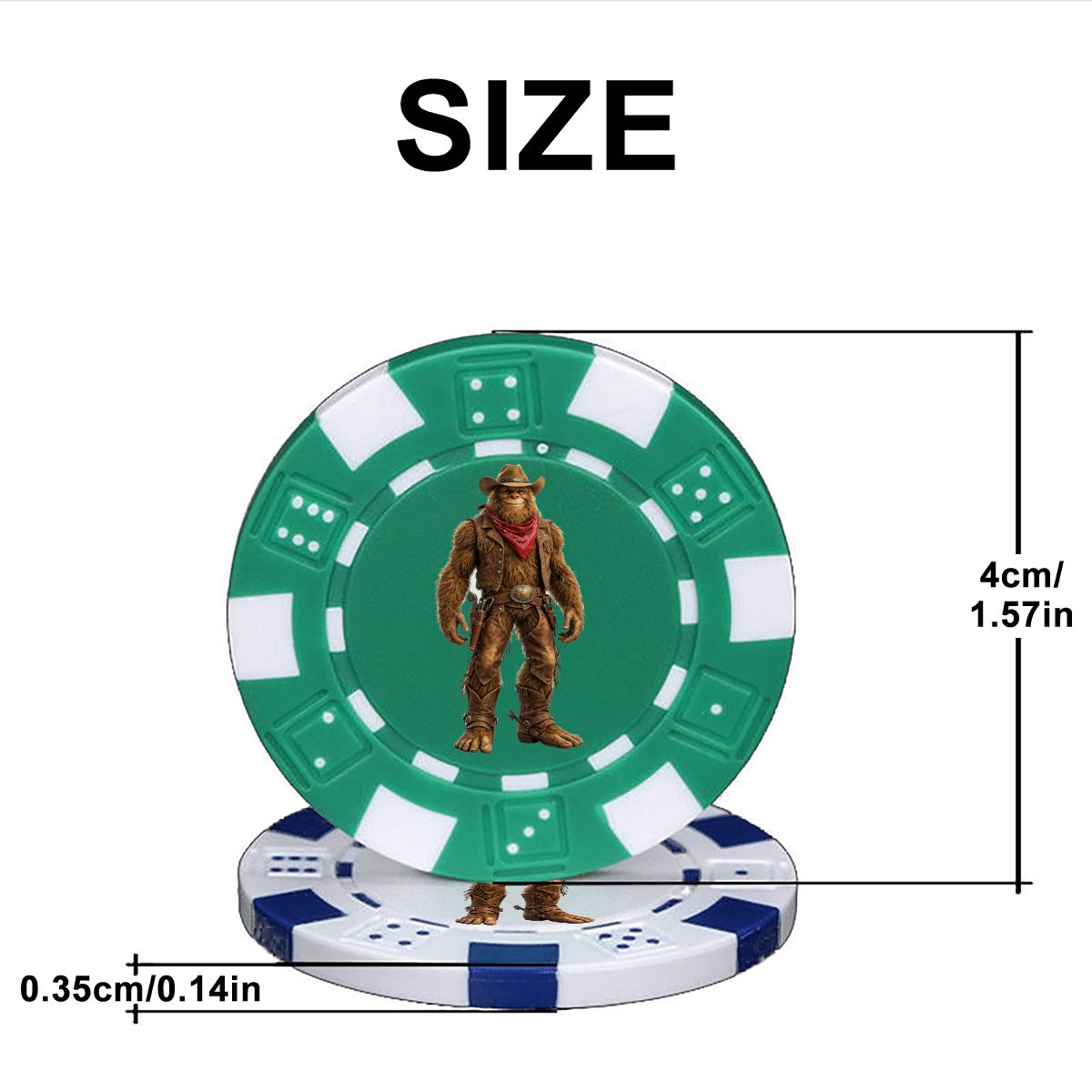 Cowboy Sasquatch 10 Piece Poker Chips Set