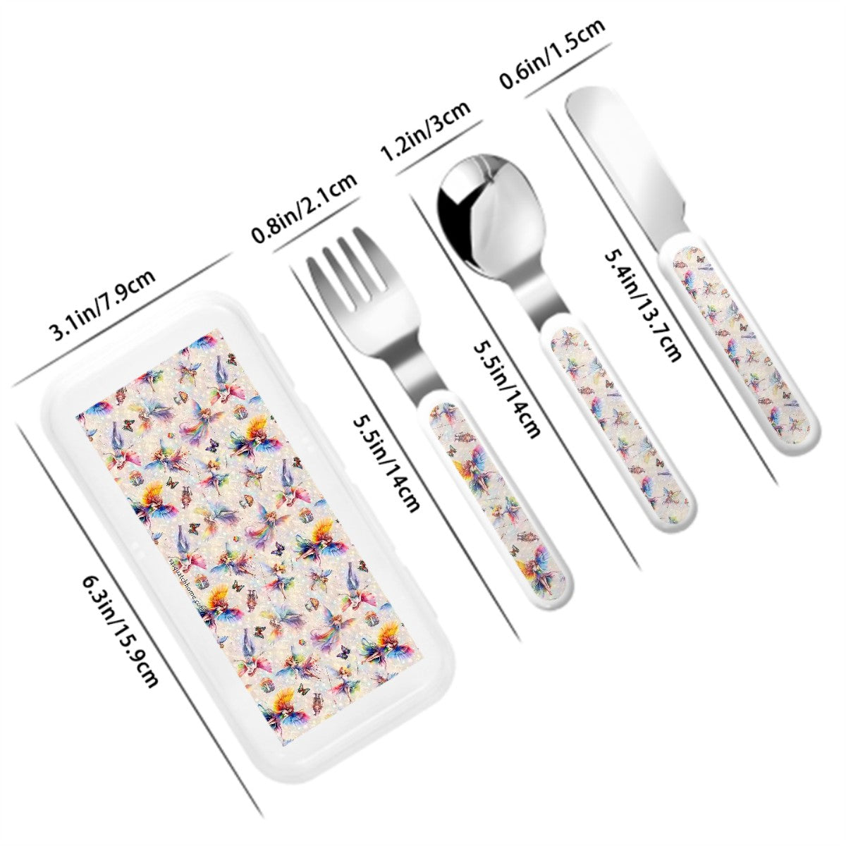 6 Fairy Design, Kids Cutlery Set Straight Handle