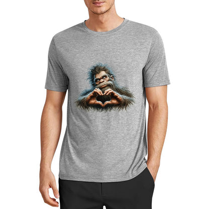 Bigfoot - Sasquatch Heart Hands Short Sleeve Cotton T-Shirt