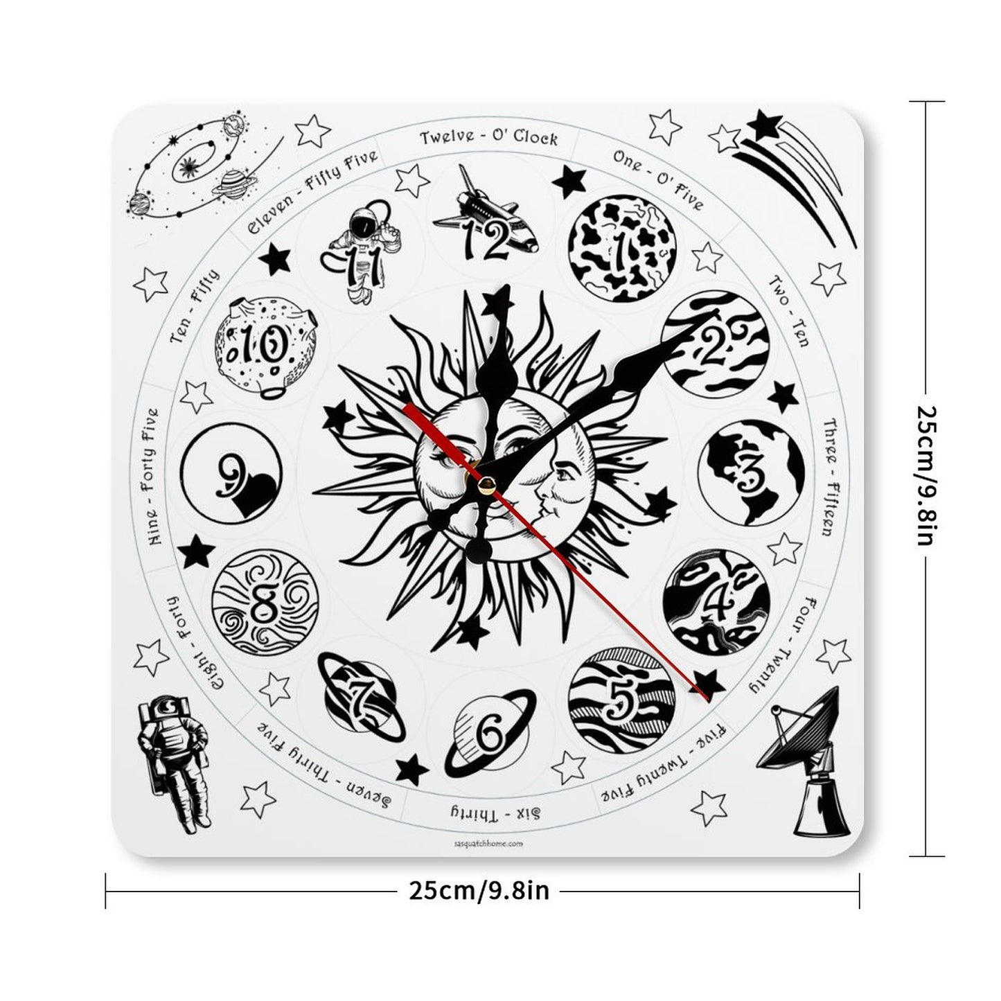 Outer Space Square Wall Clock- Made in USA