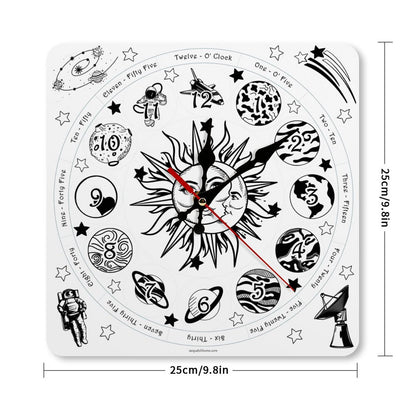 Outer Space Square Wall Clock- Made in USA