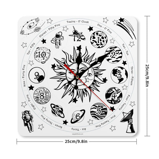 Outer Space Square Wall Clock- Made in USA