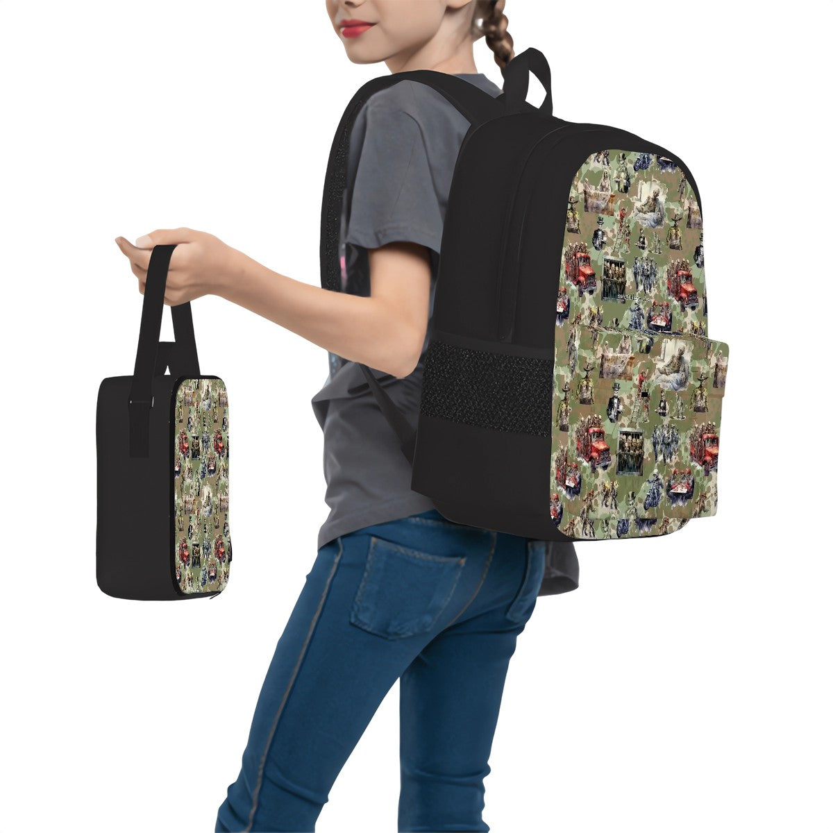 20 Misc Designs, 3 Piece Bag Set – Oxford Backpack, Lunch Bag, Pencil Pouch