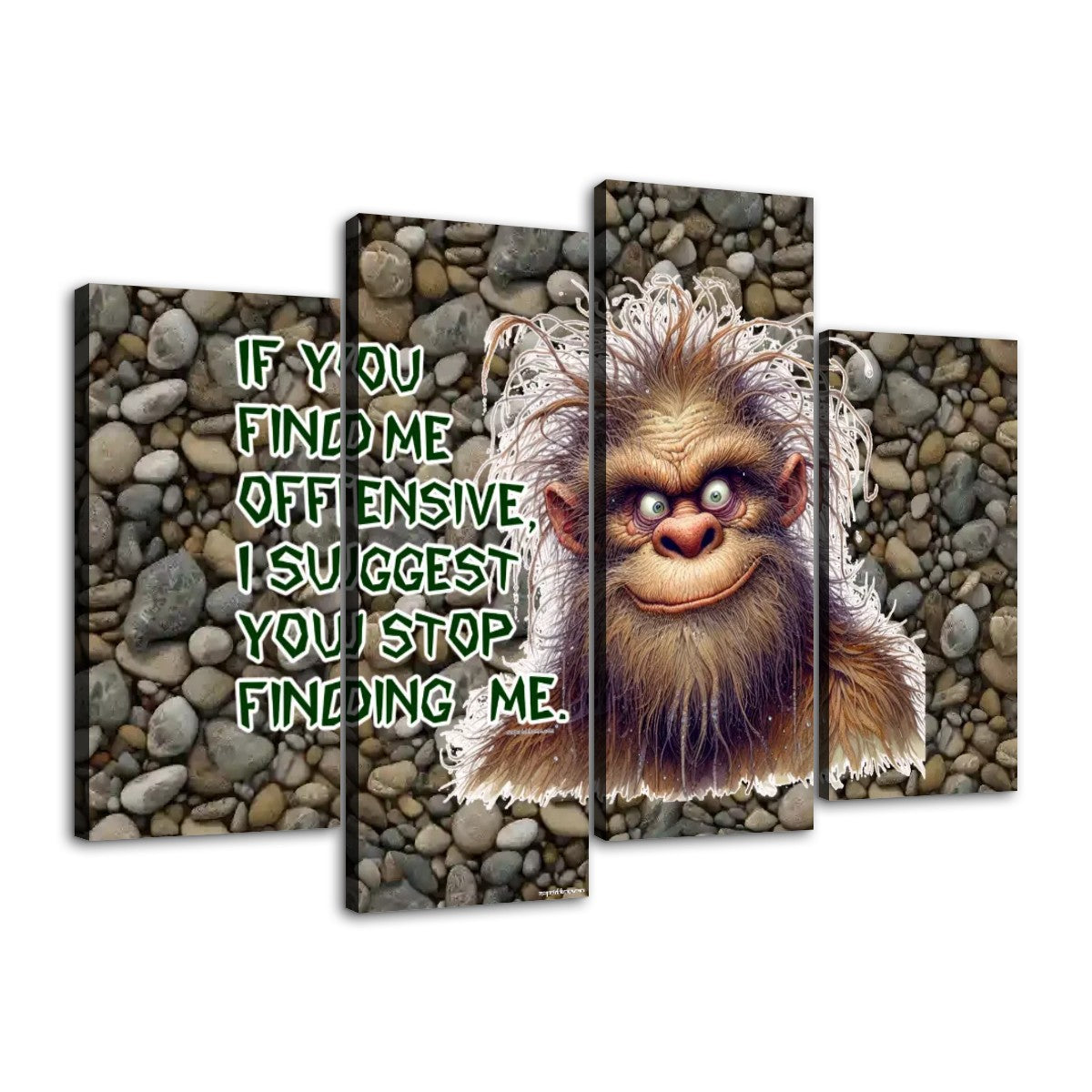 Sarcastic Sasquatch / Bigfoot 4 Panels Canvas Prints Wall Art (Set C)