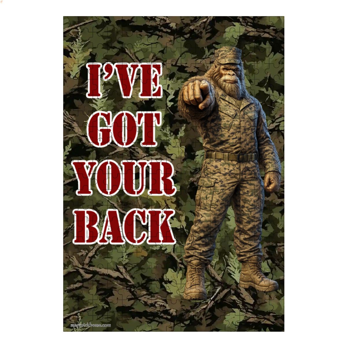 Army Sasquatch "I got your back" 300pcs Wooden Vertical Jigsaw Puzzle